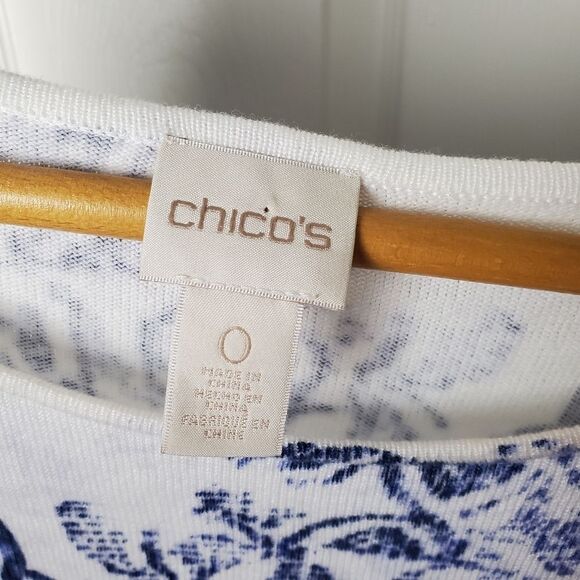 Chico's Blue Patterned Blouse Size S - Picture 6 of 7